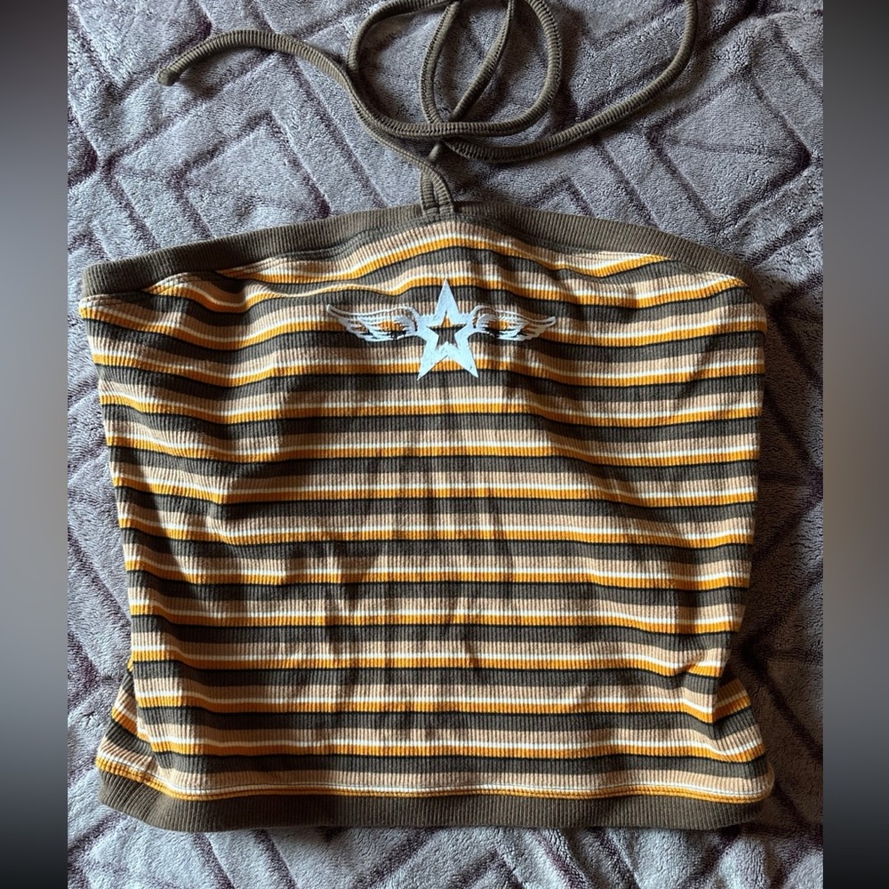 Y2K striped Tube Top